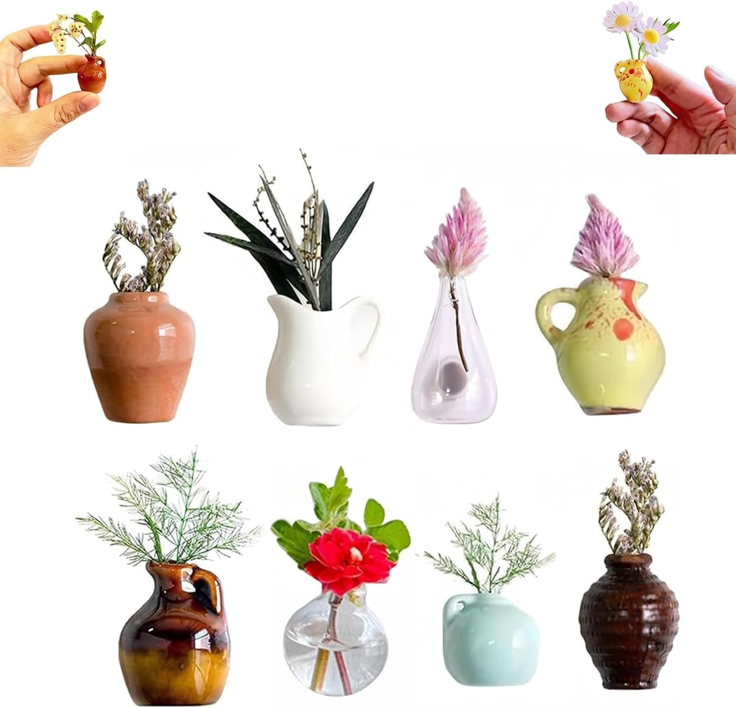 Cute Plant Ceramic Vase Fridge Magnets 3