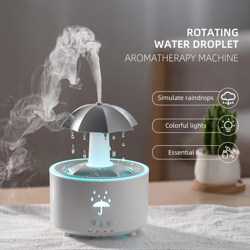 Aromatherapy Rotating Water Droplet LED Umbrella  Humidifier 3