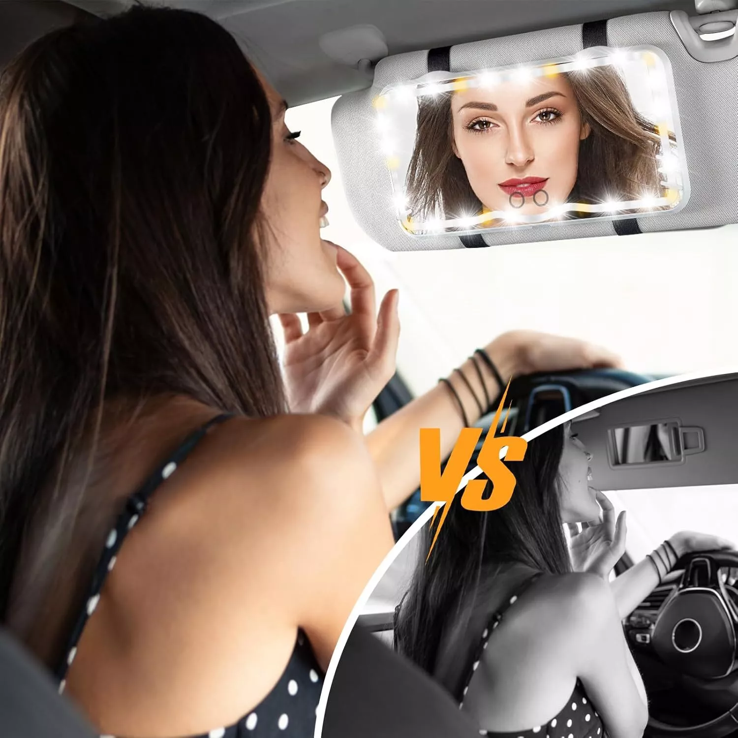 Car Sun Visor Mirror with LED Lights 2