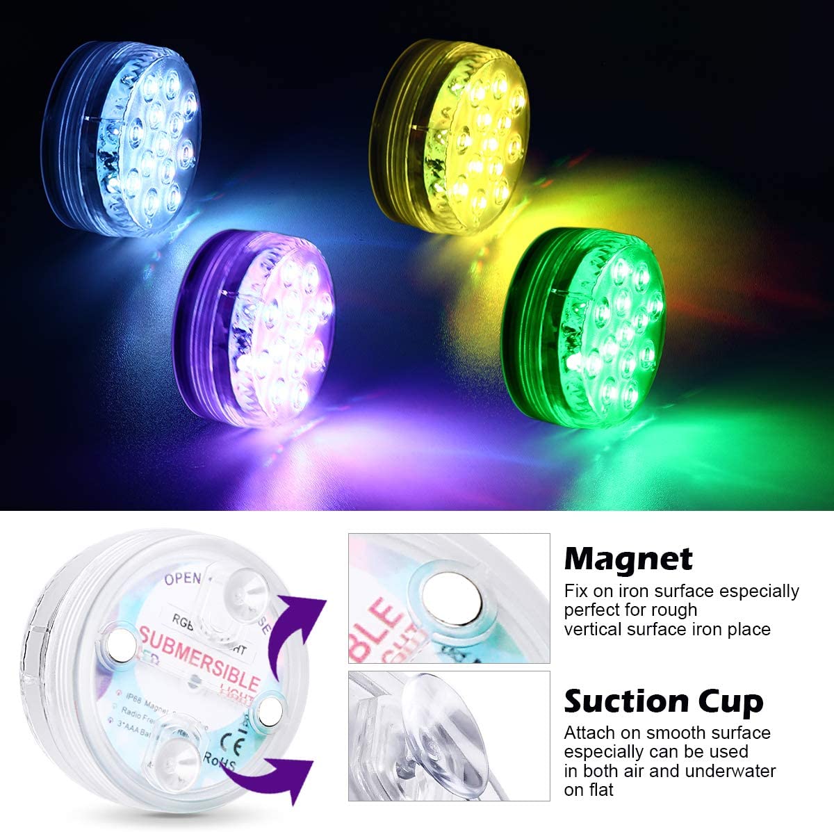 16 COLORS SUBMERSIBLE LED POOL LIGHTS 2pack 2