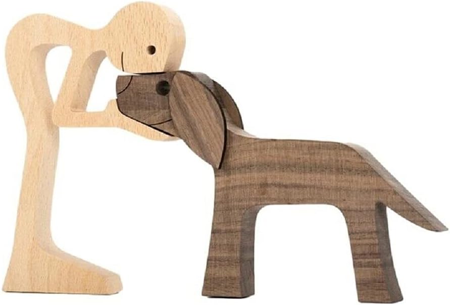 Family Puppy Wood Dog Figurine 2