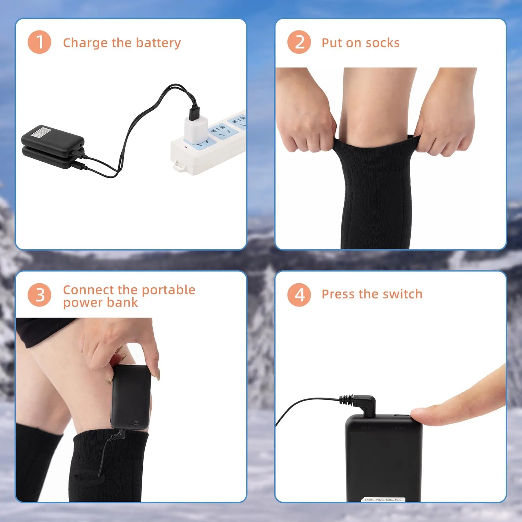 5000 mA Power Bank Heated Winter Socks 3