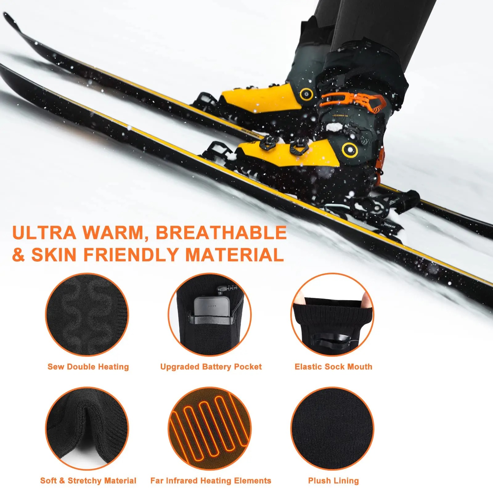 5000 mA Power Bank Heated Winter Socks 4