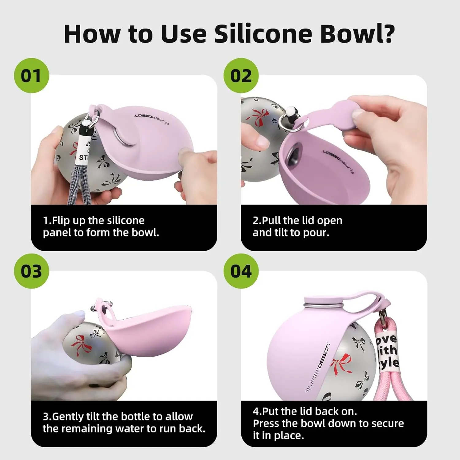 Portable Dog Water Bottle with Waste Bag Dispenser 4