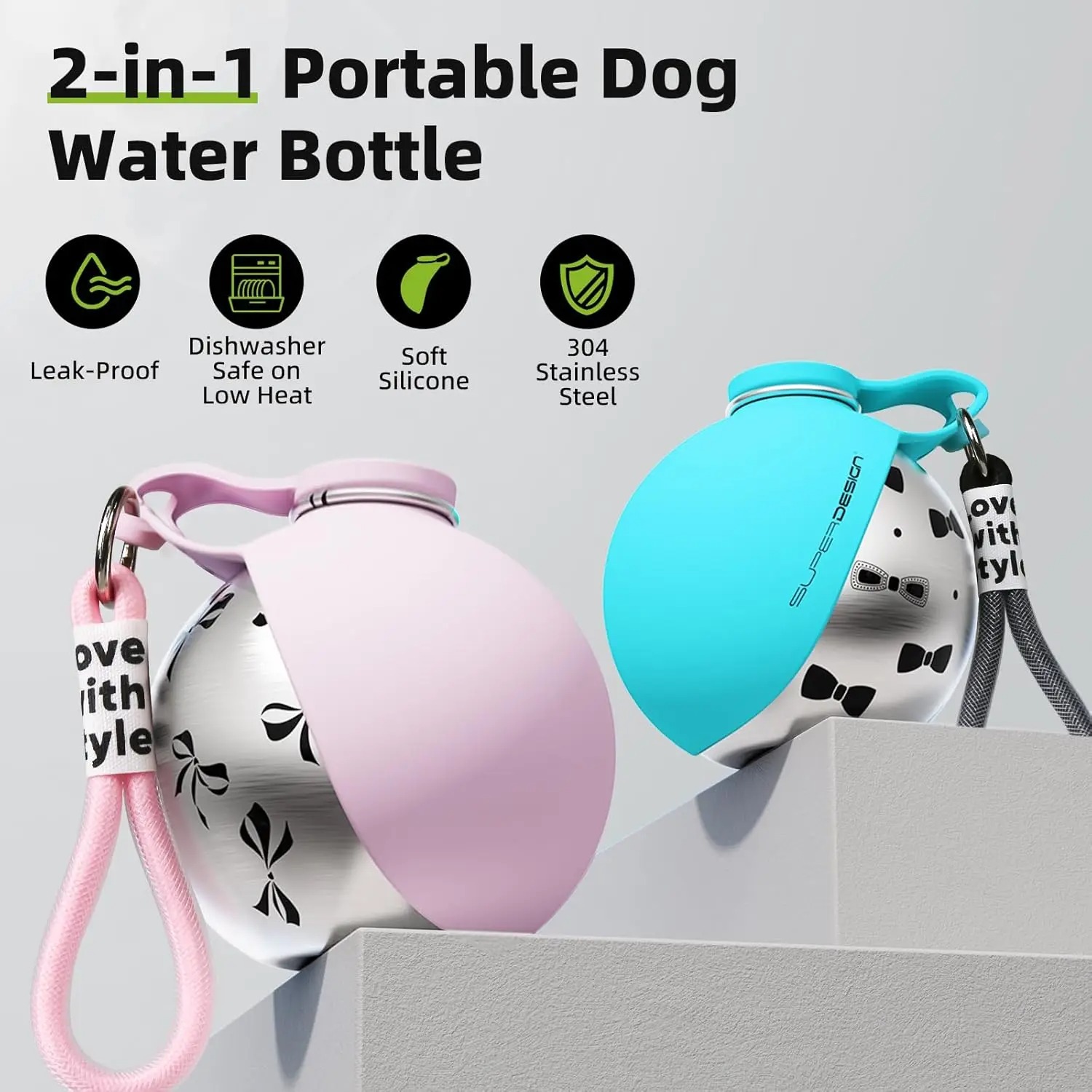 Portable Dog Water Bottle with Waste Bag Dispenser 5