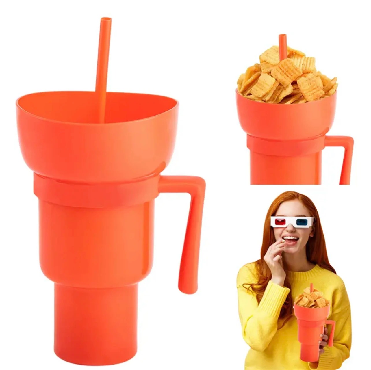 SnackSip Duo Cup – Snack Bowl Tumbler with Straw & Handle 3