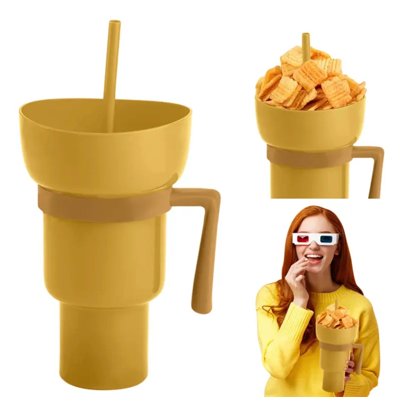 SnackSip Duo Cup – Snack Bowl Tumbler with Straw & Handle 5