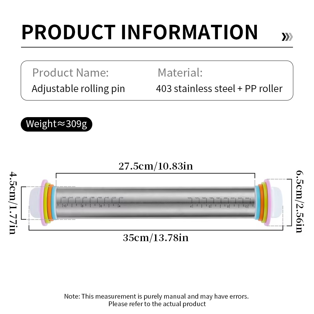 Adjustable Rolling Pin with Thickness Rings 8
