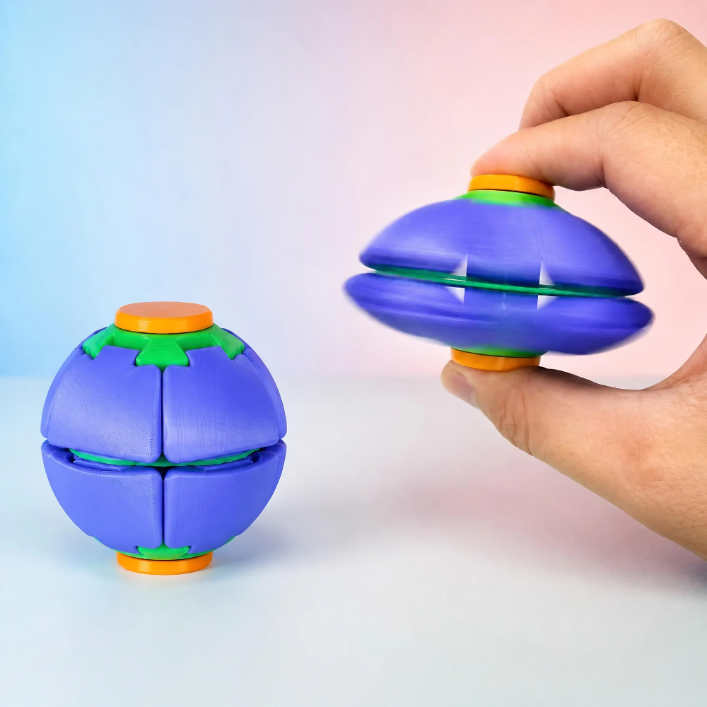 Press-to-Spin Fidget Ball – 3D Printed Sensory Toy