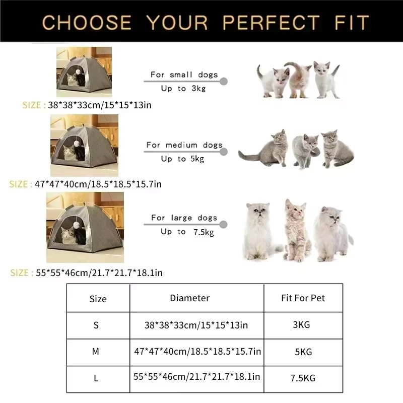 Cozy Pop-Up Pet Tent Bed 3